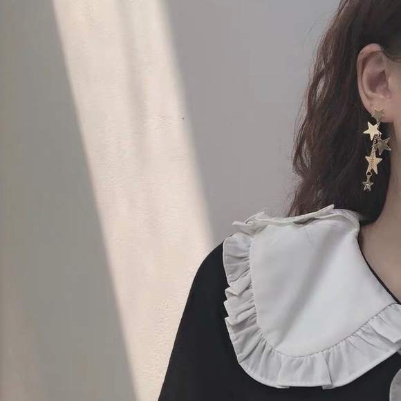 Gold Multi Stars Zircon Drop Earrings Silver Posts - Picture 4 of 4